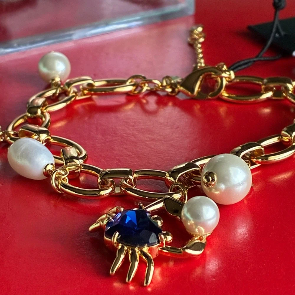 kate spade Gold-Tone Bracelet with Blue Crystal and Pearl Charms - Picture 11 of 13
